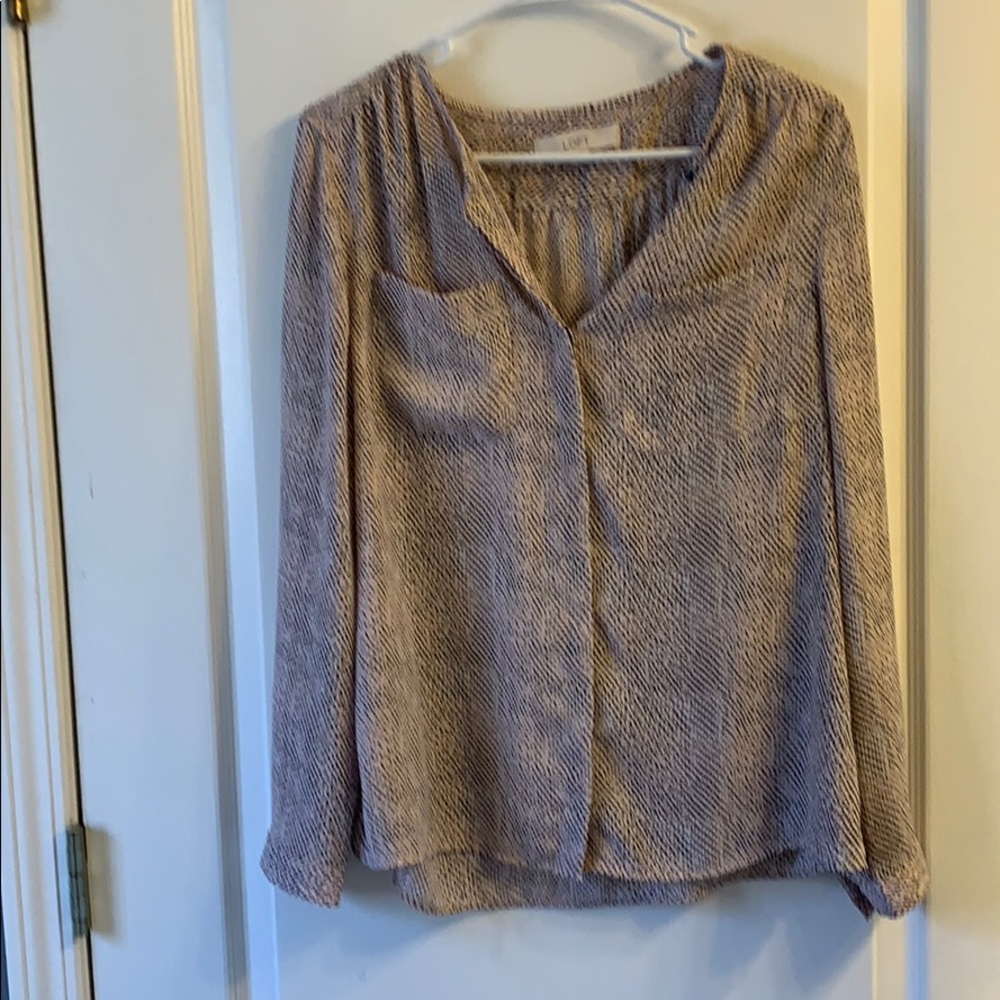 Loft button down pink snake print long sleeve